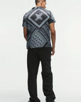 Boohooman Regular Fit Baroque Printed Satin Shirt Black